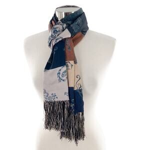 Pazuki Silk Patchwork Scarf Made In England 10.5 x 60